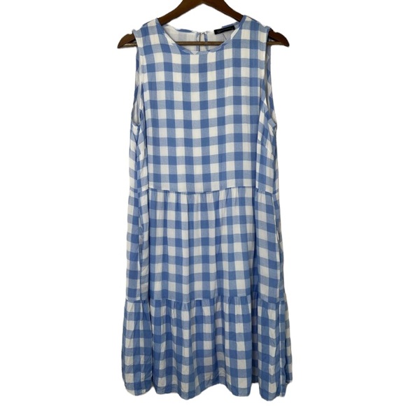Sleeveless tiered blue gingham dress, XL - Picture 2 of 6